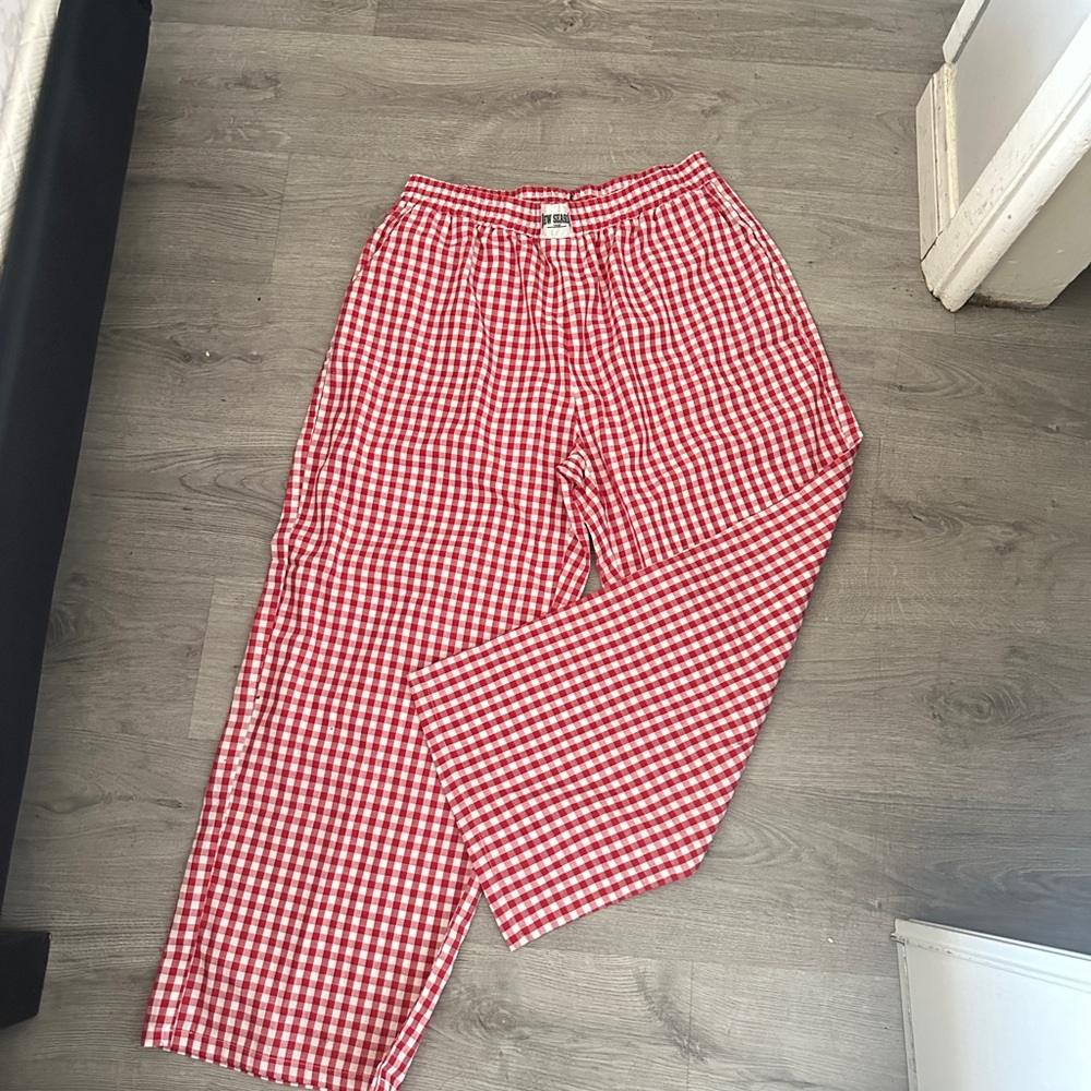 Red Gingham Checkered Pants